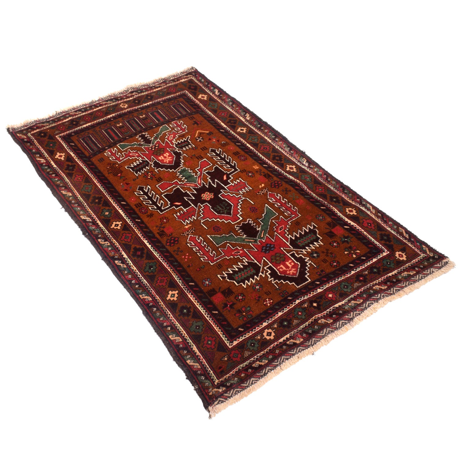 Baluchi Rug Handmade Multi Geometric 3x5 ft