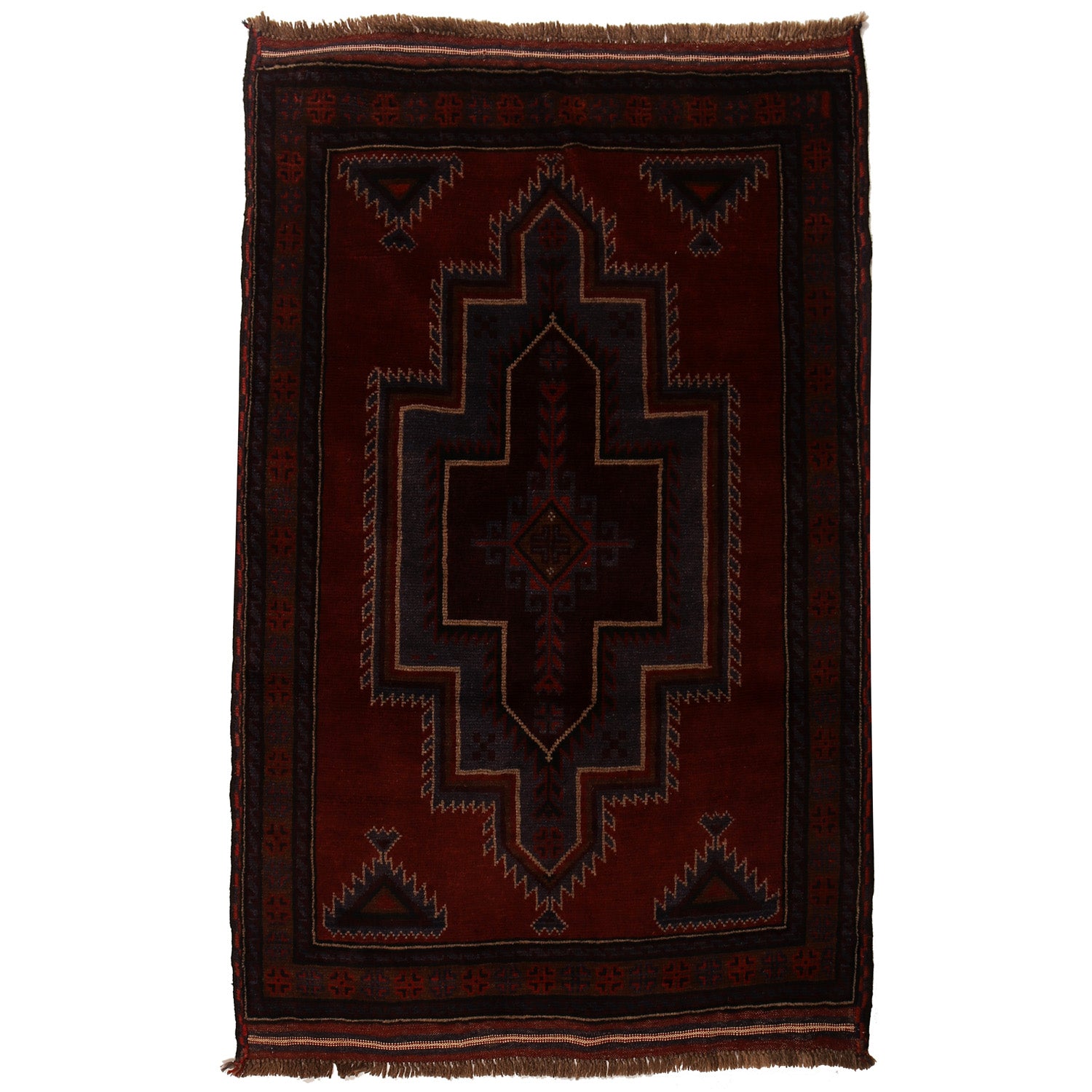 Baluchi Rug Handmade Red Floral 4x6 ft