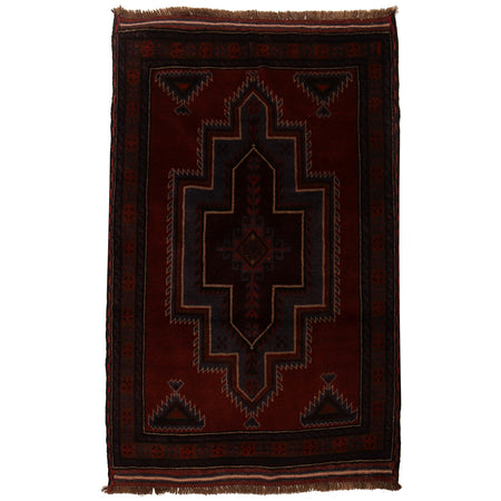 Baluchi Rug Handmade Red Floral 4x6 ft
