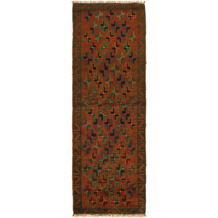 Baluchi Runner Rug Handmade Brown 6' Runner