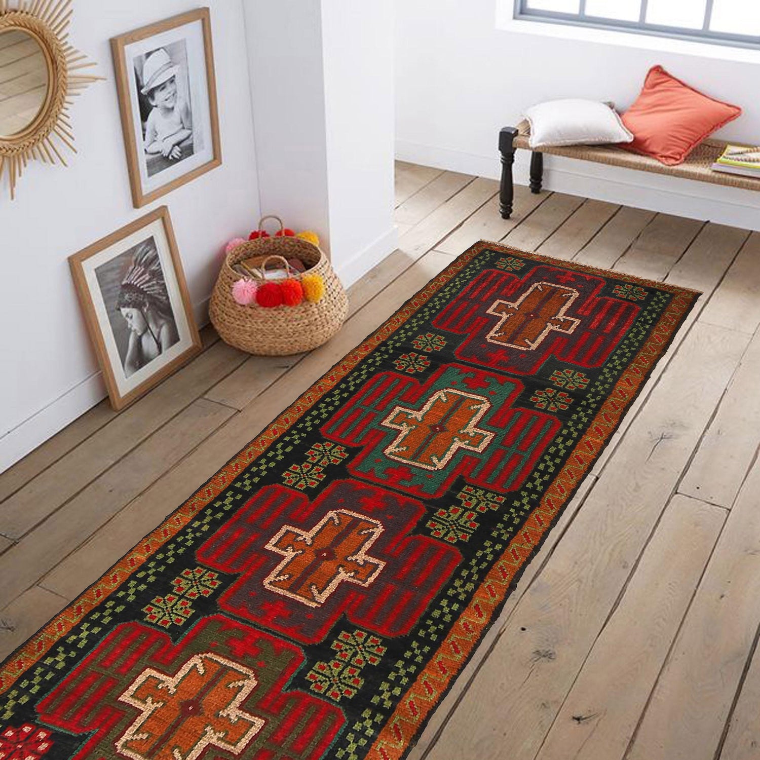 Baluchi Runner Rug Handmade Black 6' Runner