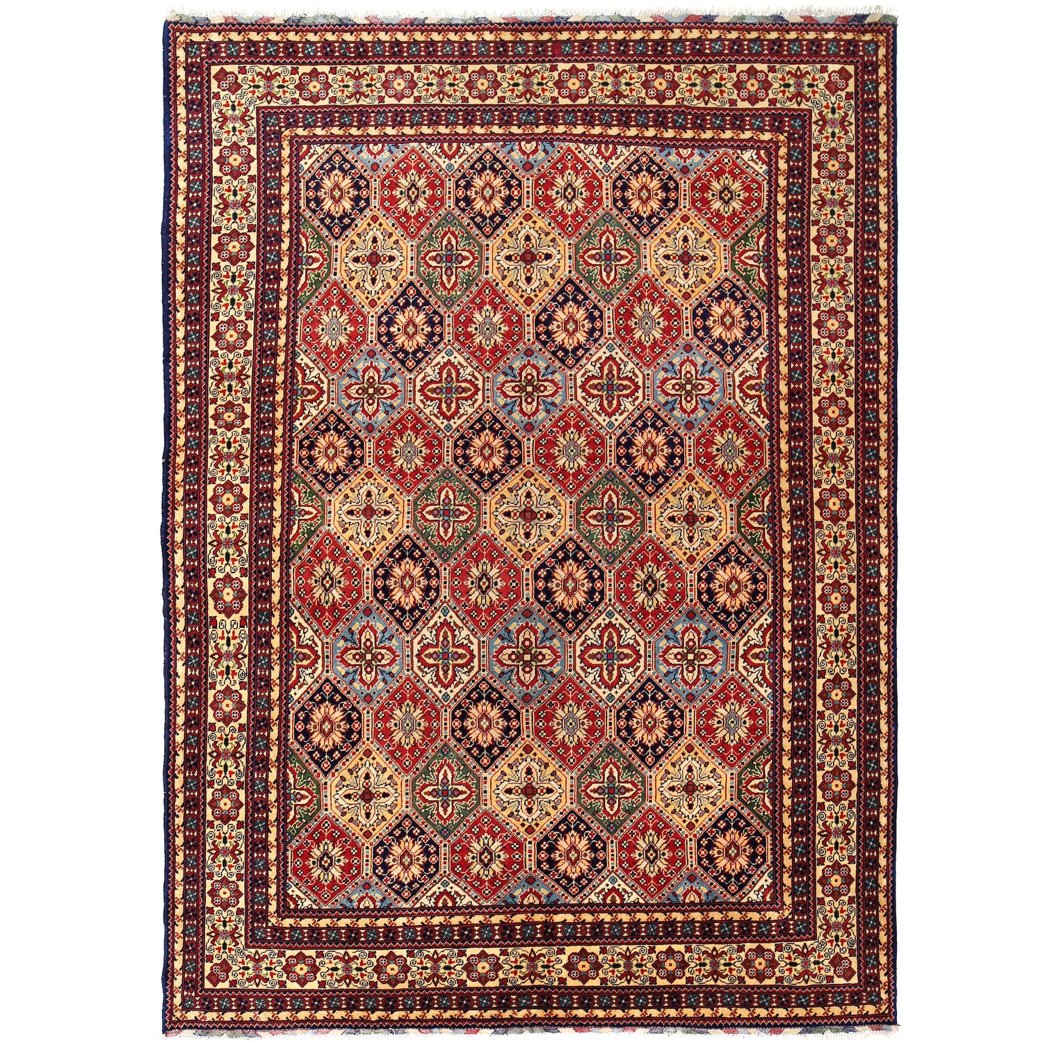Oriental Area Rug Handmade Multi Geometric 7x10 ft
