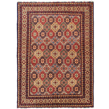 Oriental Area Rug Handmade Multi Geometric 7x10 ft