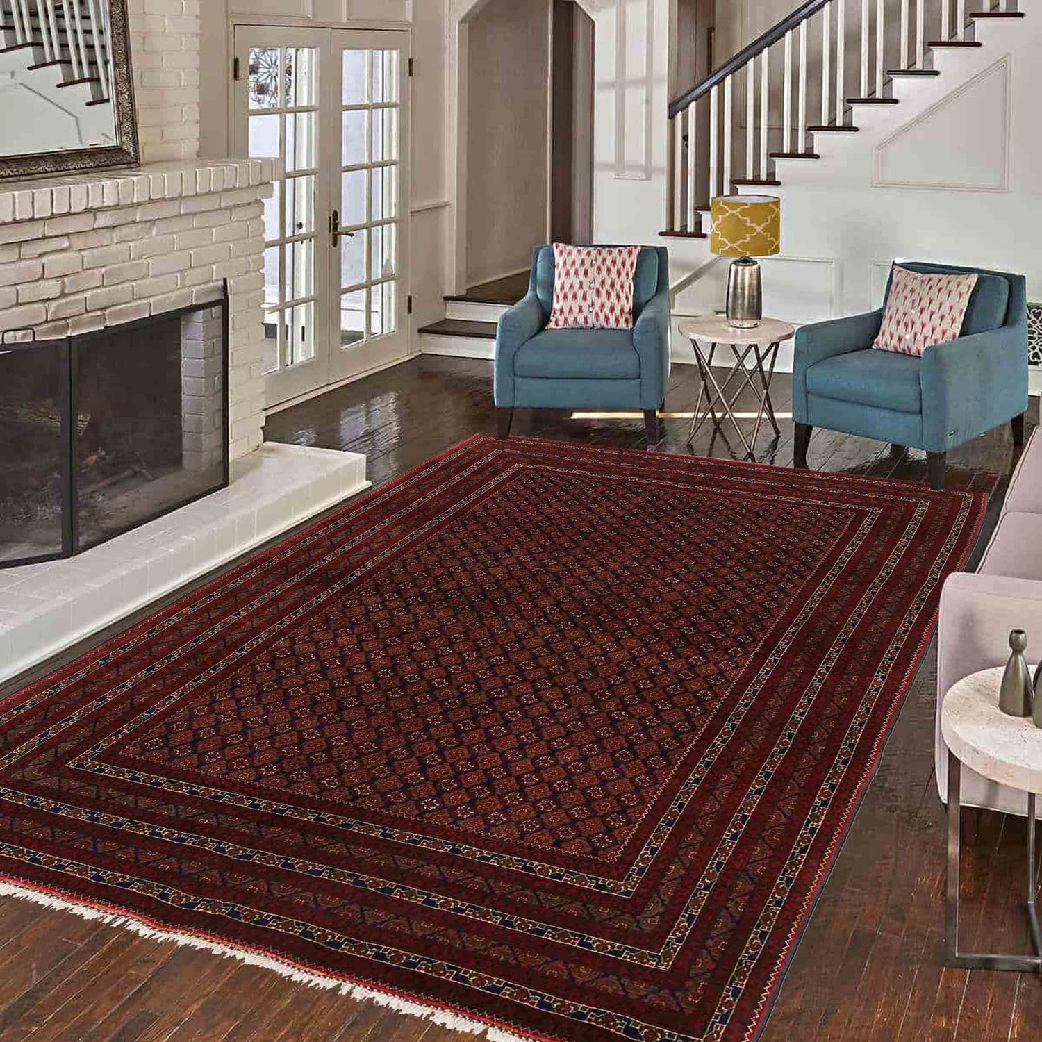 Khoja Roshnai Area Rug Handmade Multi Floral 7x10 ft