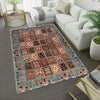 Oriental Area Rug Handmade Blue Geometric 4x7 ft