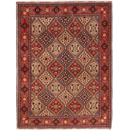 Oriental Area Rug Handmade Multi Geometric 4x7 ft