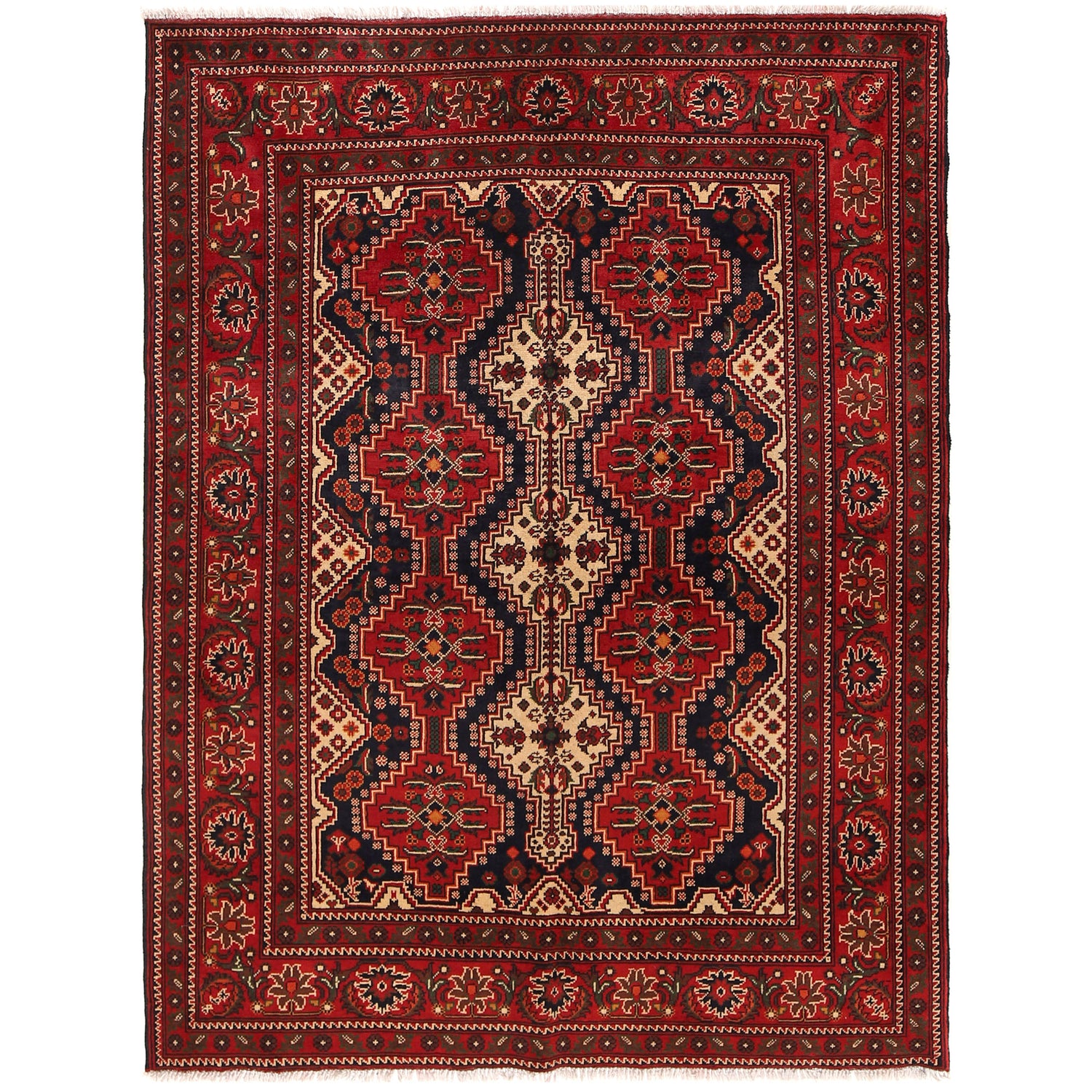 Oriental Area Rug Handmade Multi Geometric 4x7 ft