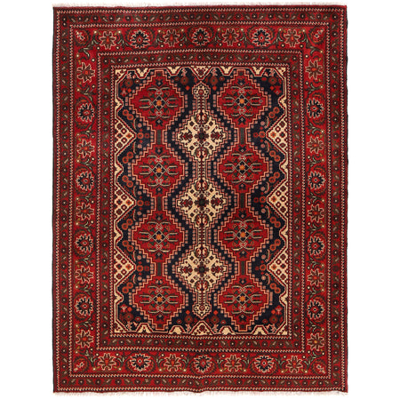 Oriental Area Rug Handmade Multi Geometric 4x7 ft