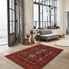 Oriental Area Rug Handmade Multi Geometric 4x7 ft
