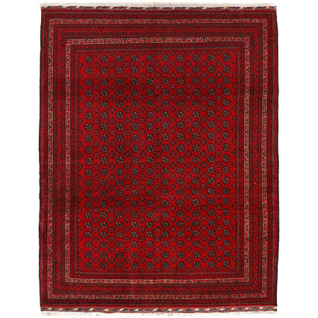 Khoja Roshnai Area Rug Handmade Rich Burgundy Floral 4x7 ft