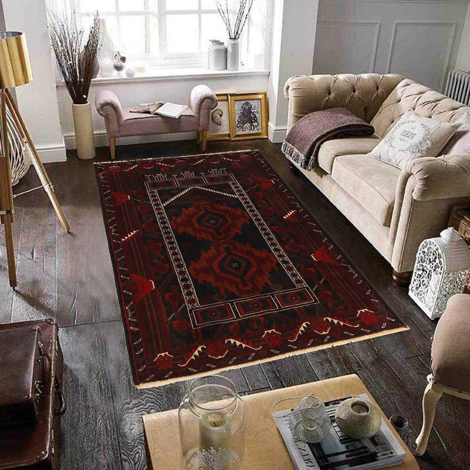 Baluchi Rug Handmade Multi Prayer Design 2x4 ft