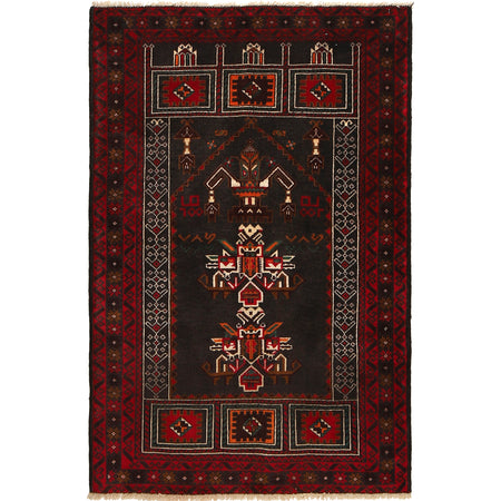 Baluchi Rug Handmade Multi Prayer Design 3x5 ft