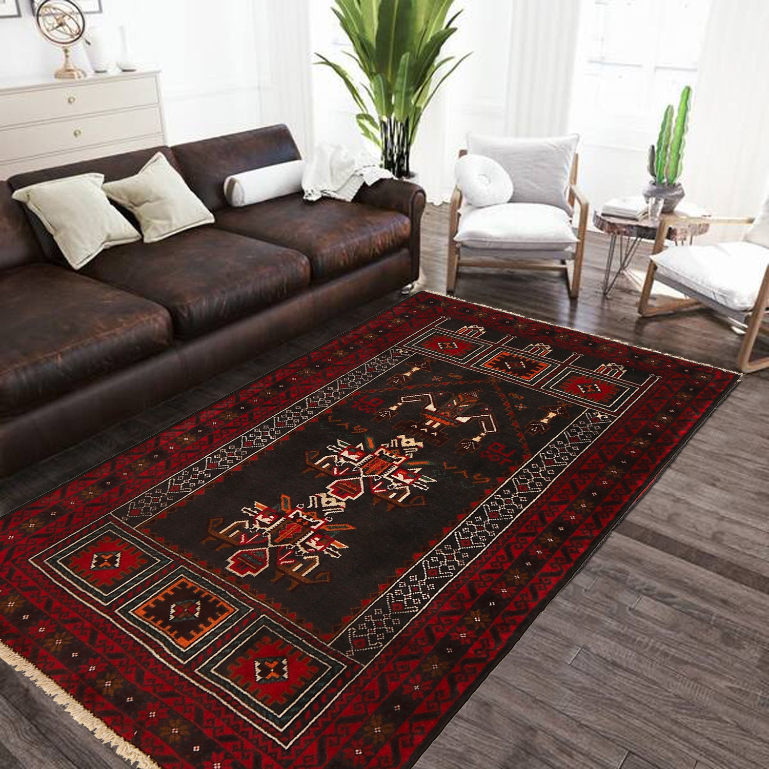Baluchi Rug Handmade Multi Prayer Design 3x5 ft
