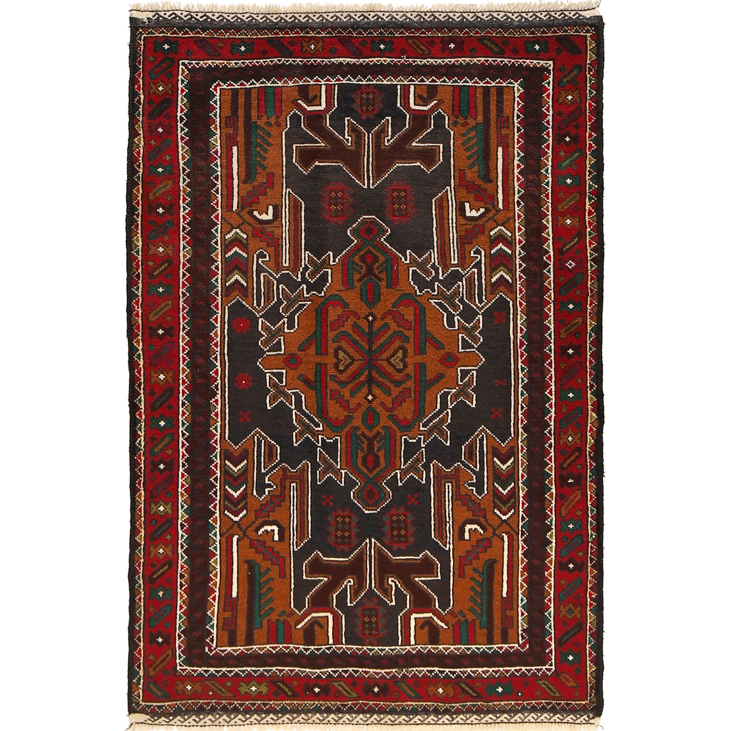 Baluchi Rug Handmade Multi Geometric 3x5 ft