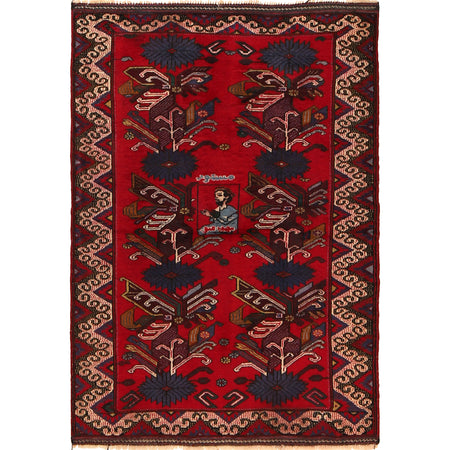 Baluchi Rug Handmade Multi Geometric 2x4 ft