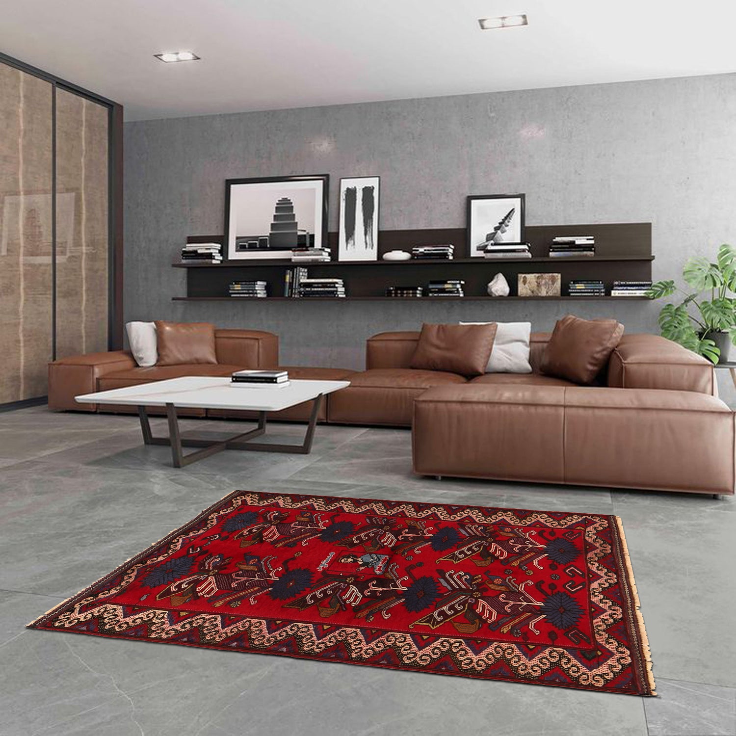 Baluchi Rug Handmade Multi Geometric 2x4 ft