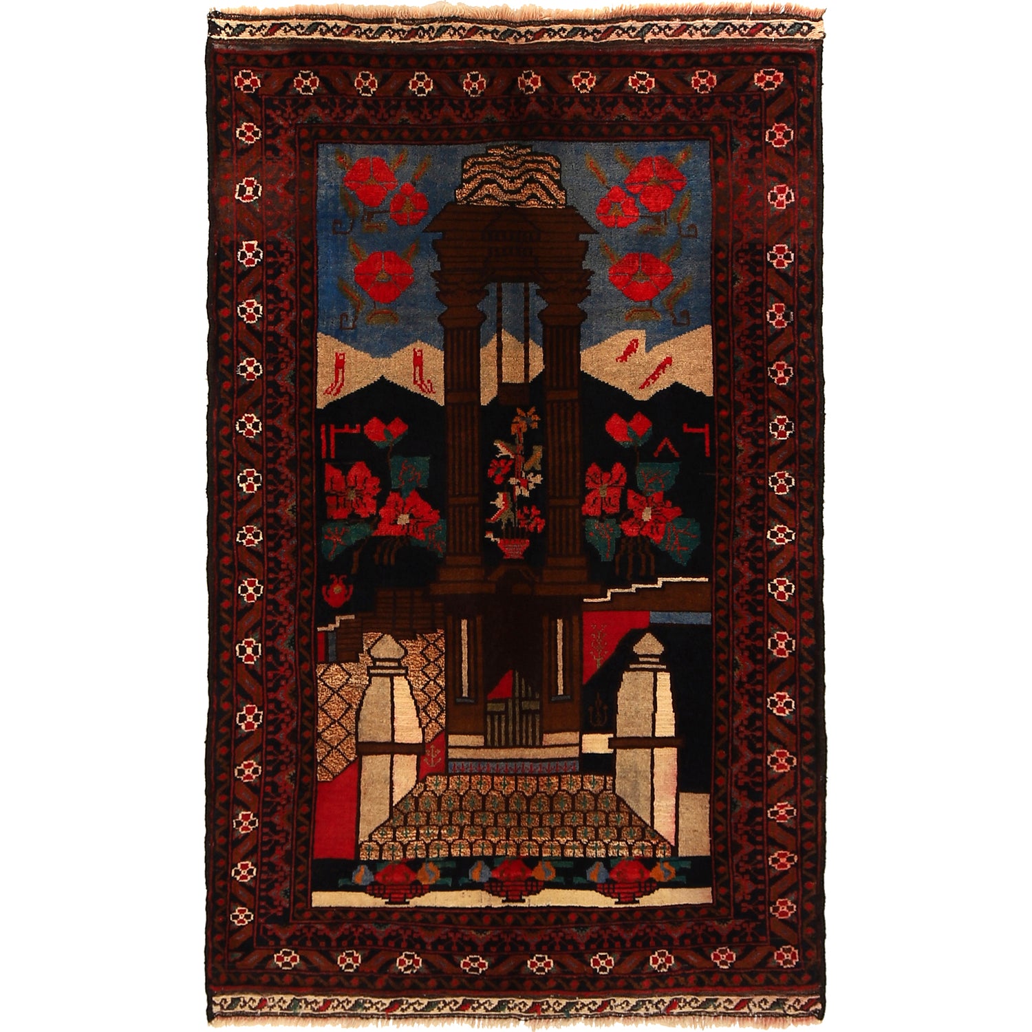 Pictorial Rug Handmade Multi Design