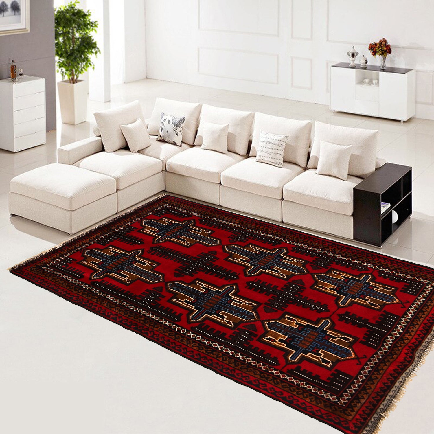 Baluchi Rug Handmade Multi Geometric 3x5 ft