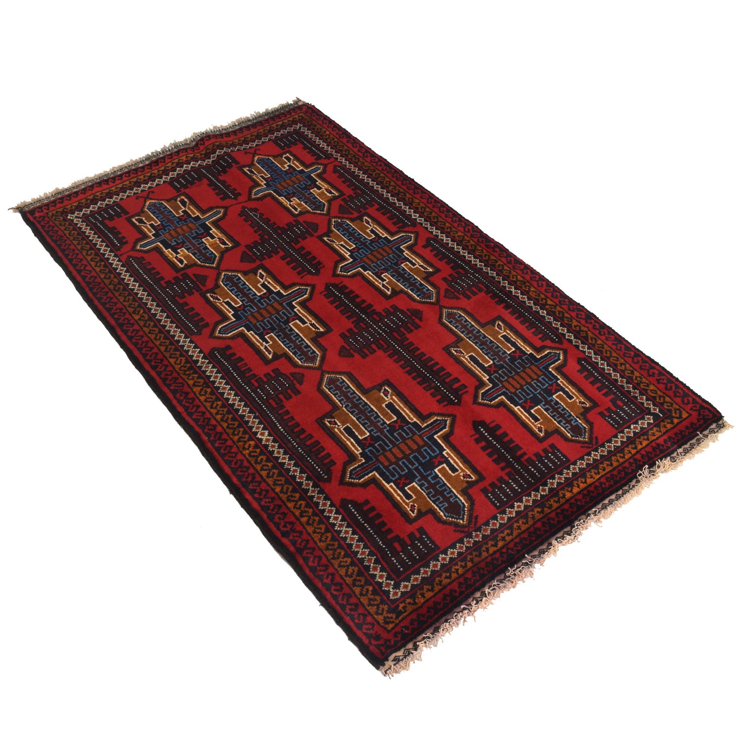 Baluchi Rug Handmade Multi Geometric 3x5 ft