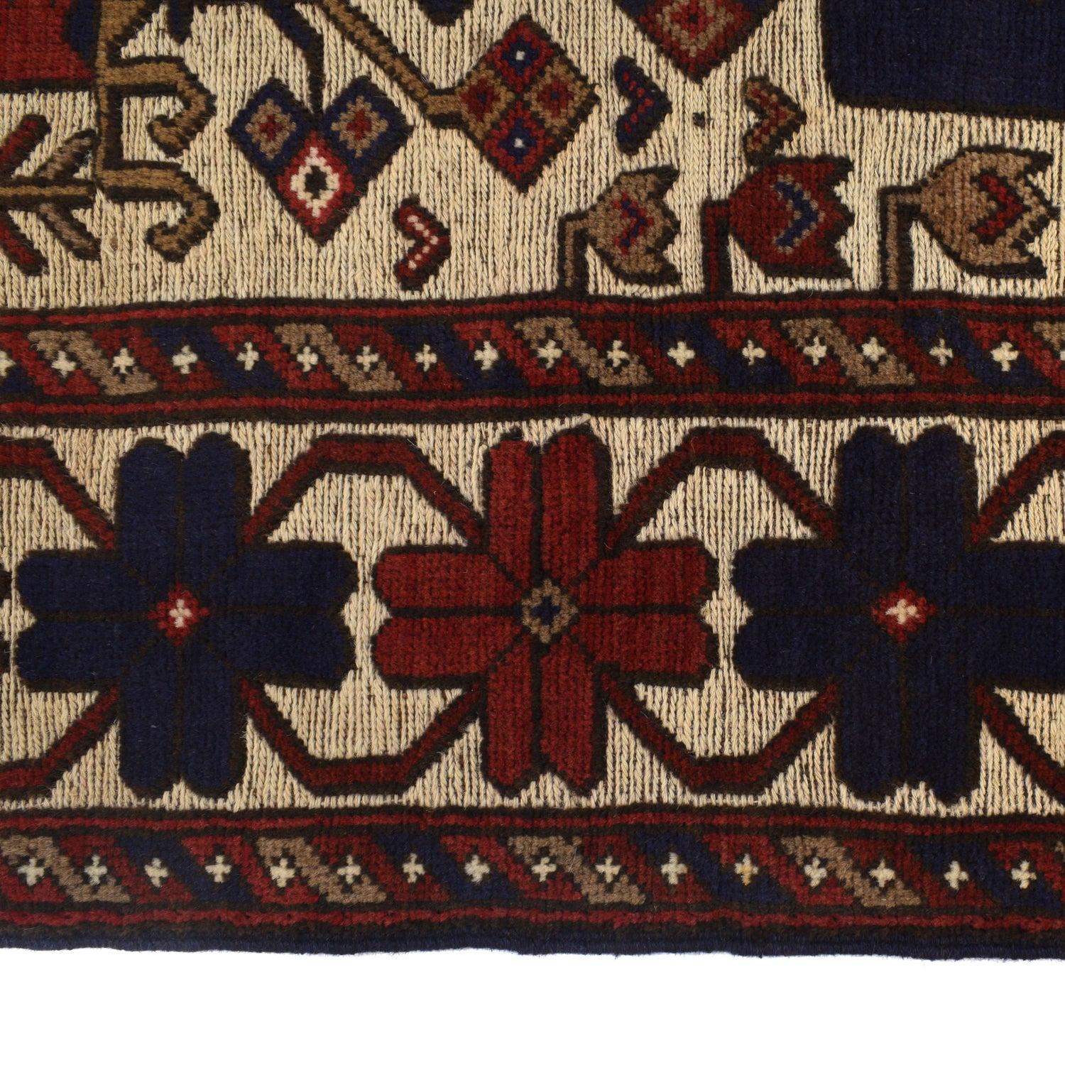 Barjasta Area Rug Handmade Beige Floral 4x6 ft
