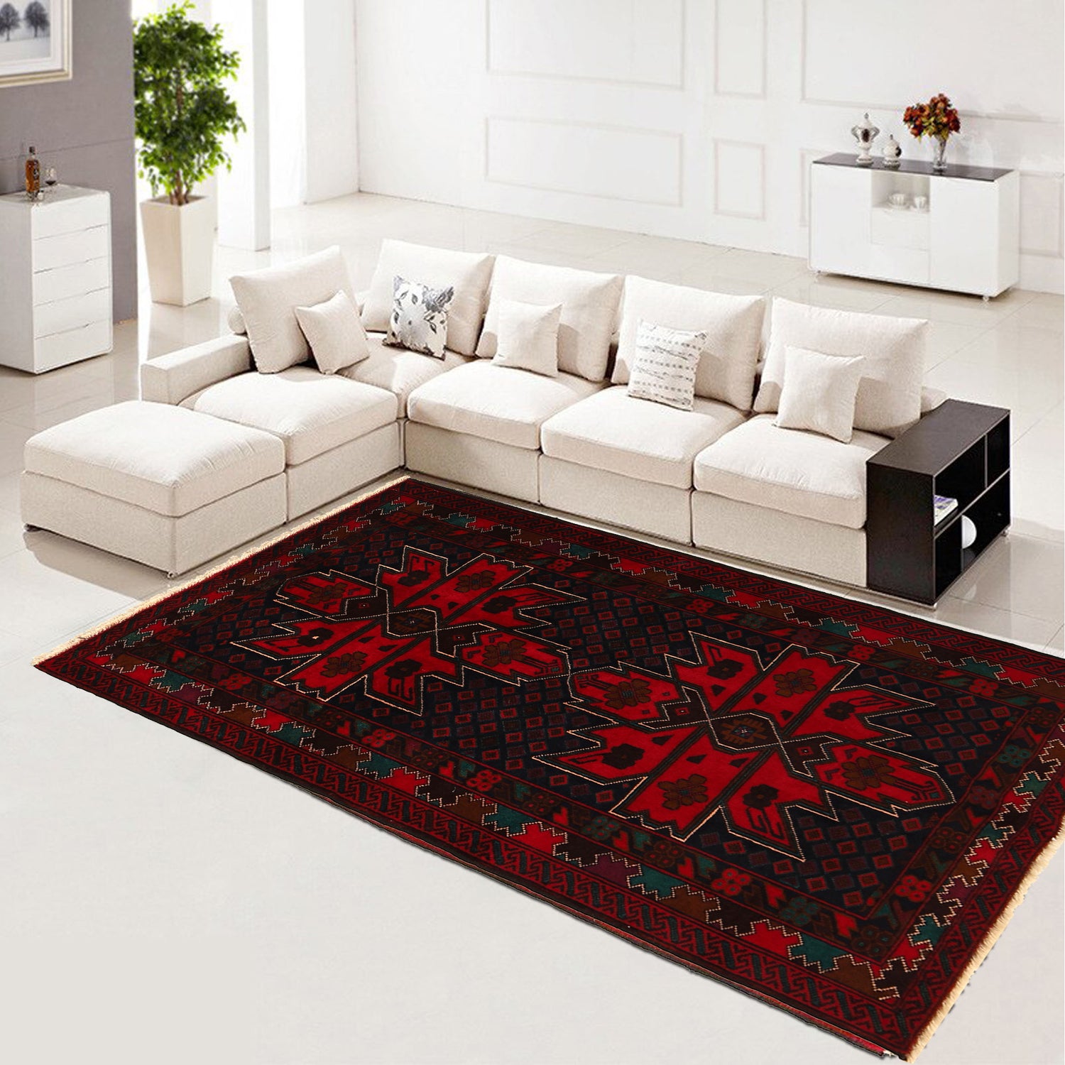 Baluchi Rug Handmade Multi Geometric 3x5 ft