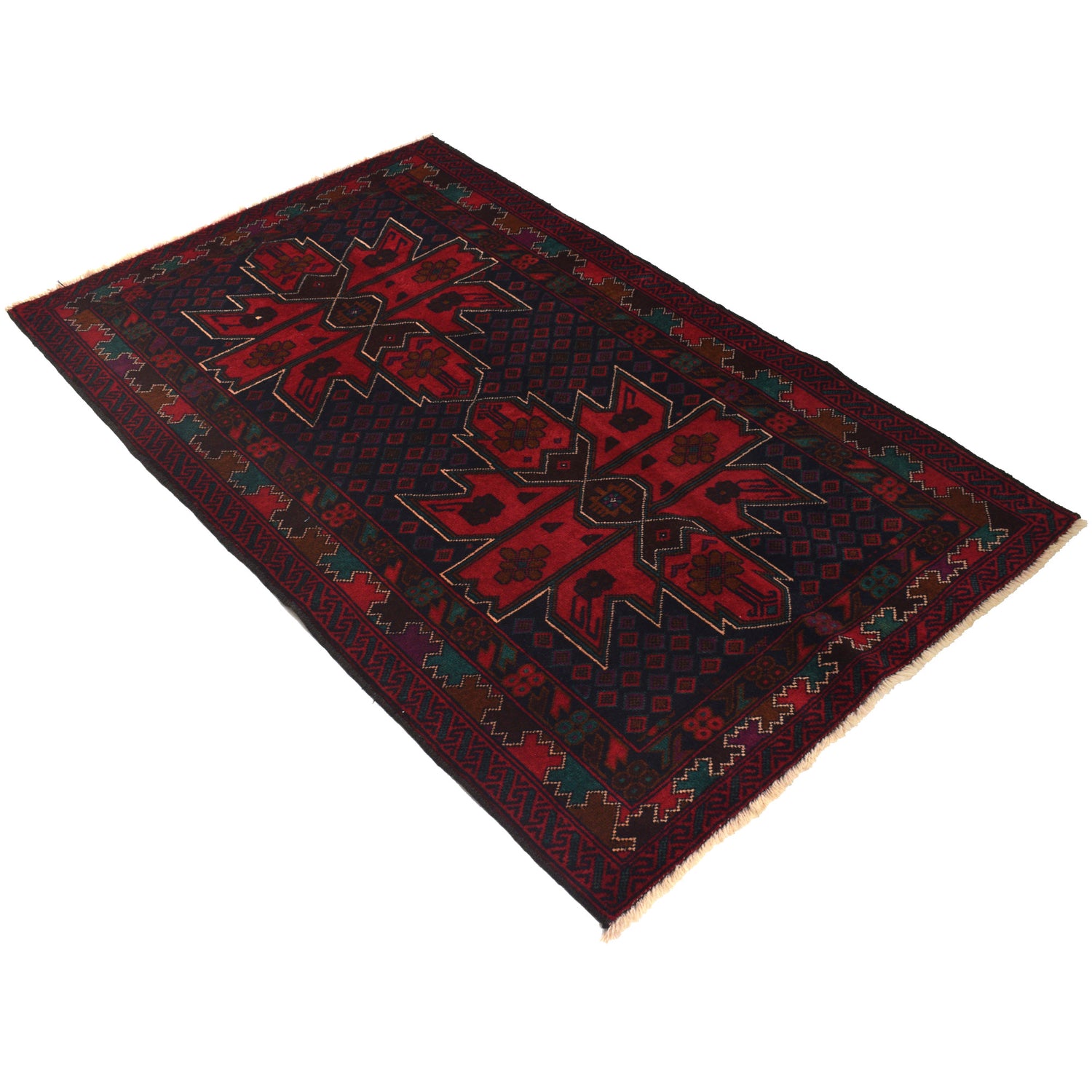 Baluchi Rug Handmade Multi Geometric 3x5 ft