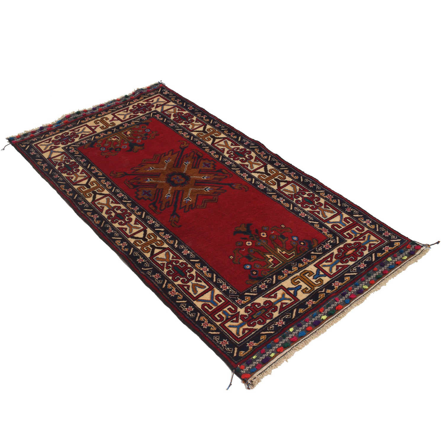 Baluchi Rug Handmade Multi Geometric 3x5 ft