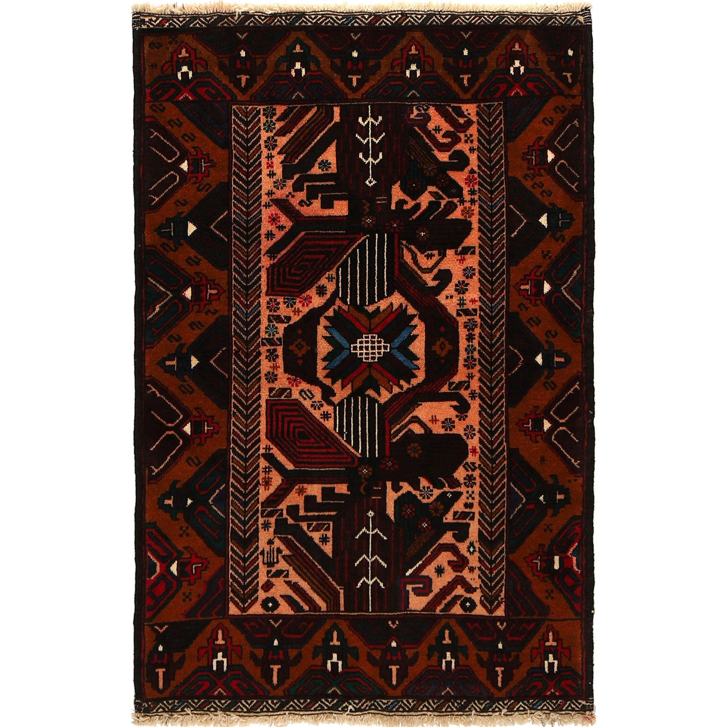 Baluchi Rug Handmade Multi Geometric 3x5 ft