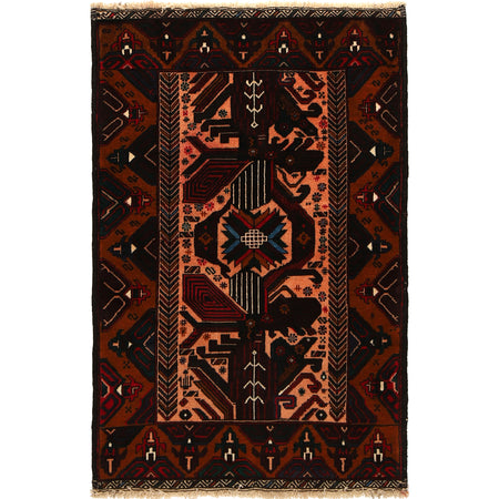 Baluchi Rug Handmade Multi Geometric 3x5 ft