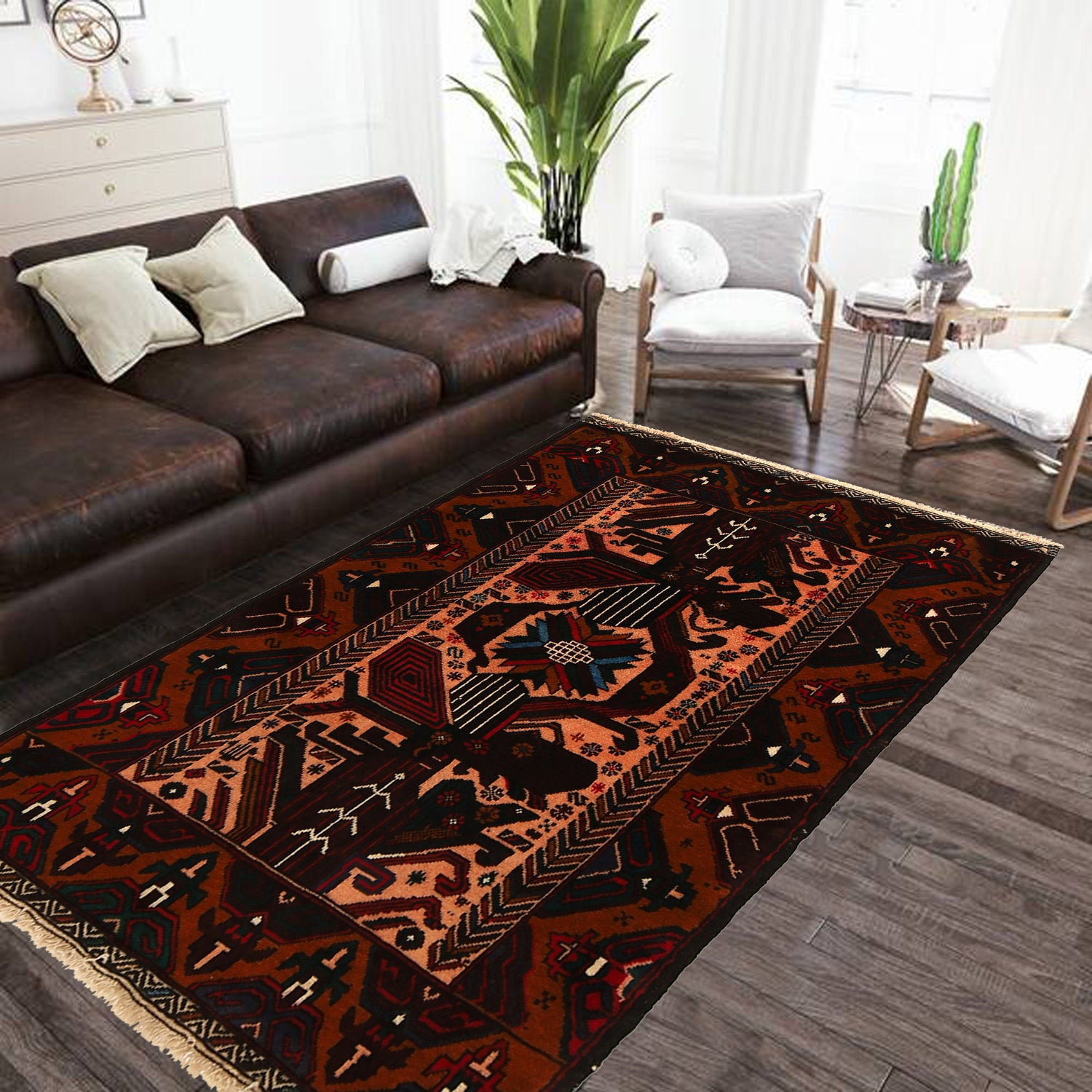 Baluchi Rug Handmade Multi Geometric 3x5 ft