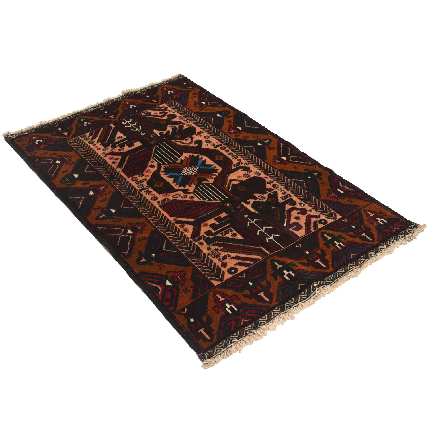Baluchi Rug Handmade Multi Geometric 3x5 ft