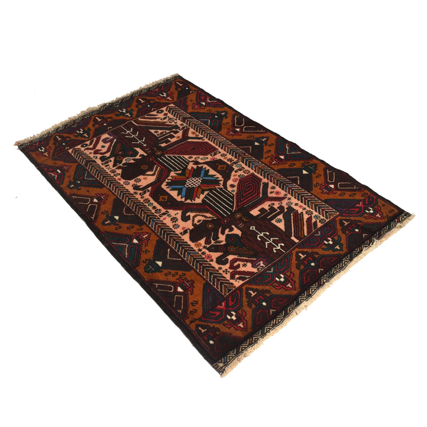 Baluchi Rug Handmade Multi Geometric 3x5 ft