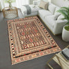 Soumak Kilim Area Rug Handmade White Floral 4x6 ft