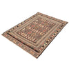 Soumak Kilim Area Rug Handmade White Floral 4x6 ft