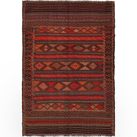 Laghari Kilim Area Rug Handmade Multi Geometric 4x7 ft