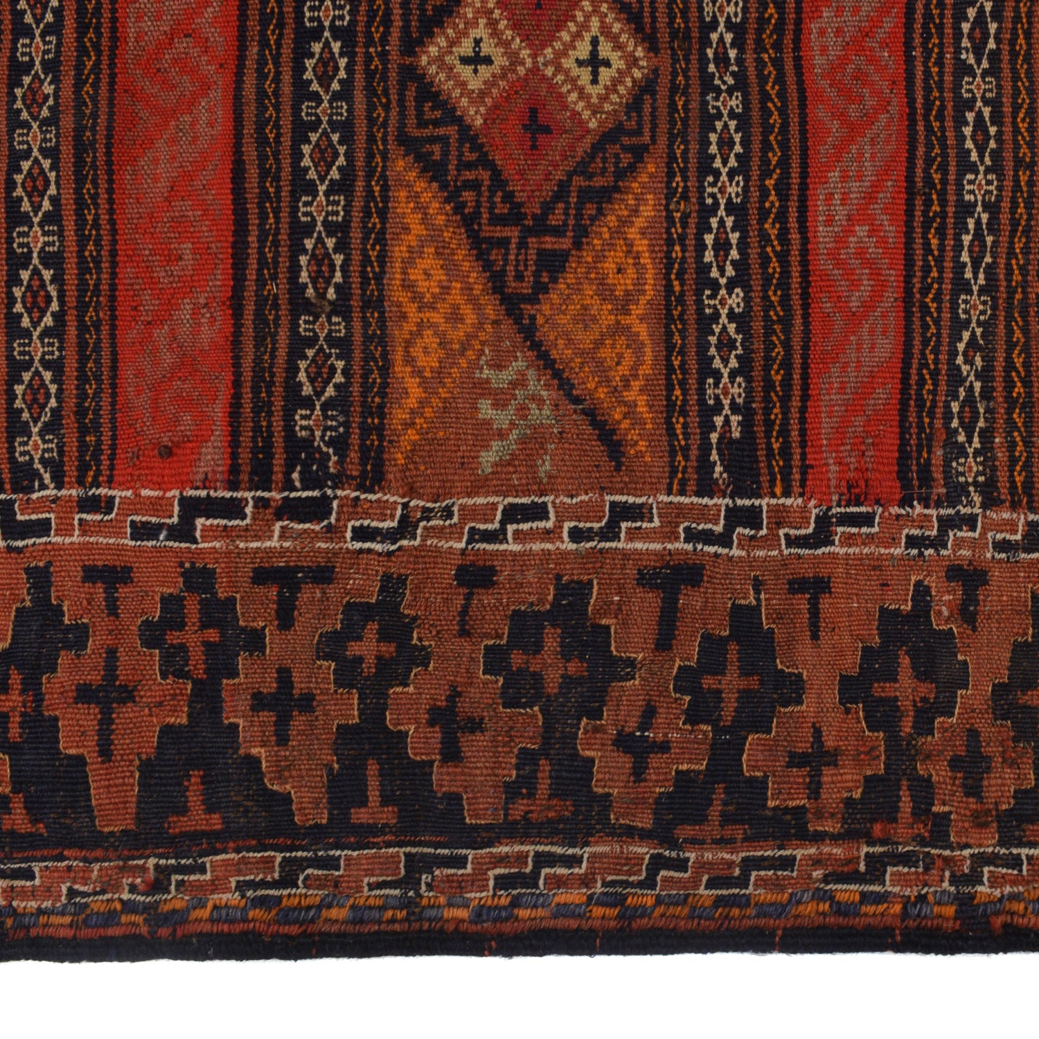 Laghari Kilim Area Rug Handmade Multi Geometric 4x7 ft