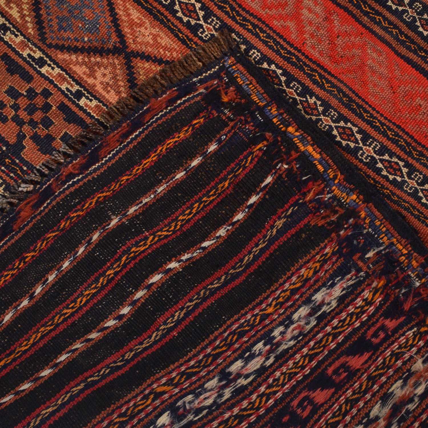 Laghari Kilim Area Rug Handmade Multi Geometric 4x7 ft