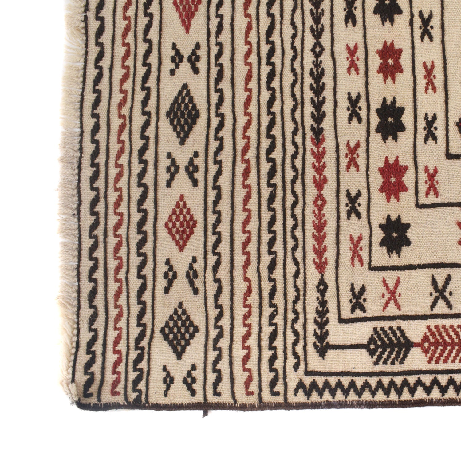 Soumak Kilim Area Rug Handmade White Pictorial 4x6 ft