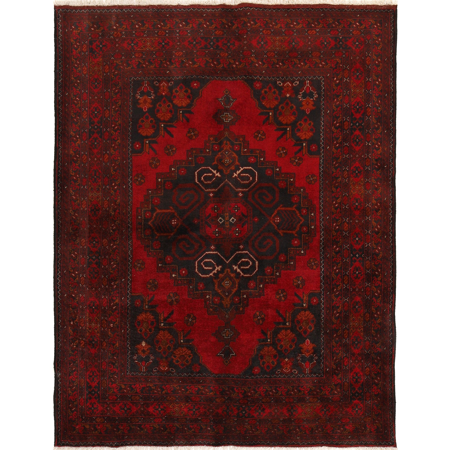 Khal Mohammadi Rug Handmade Red 4x7 ft