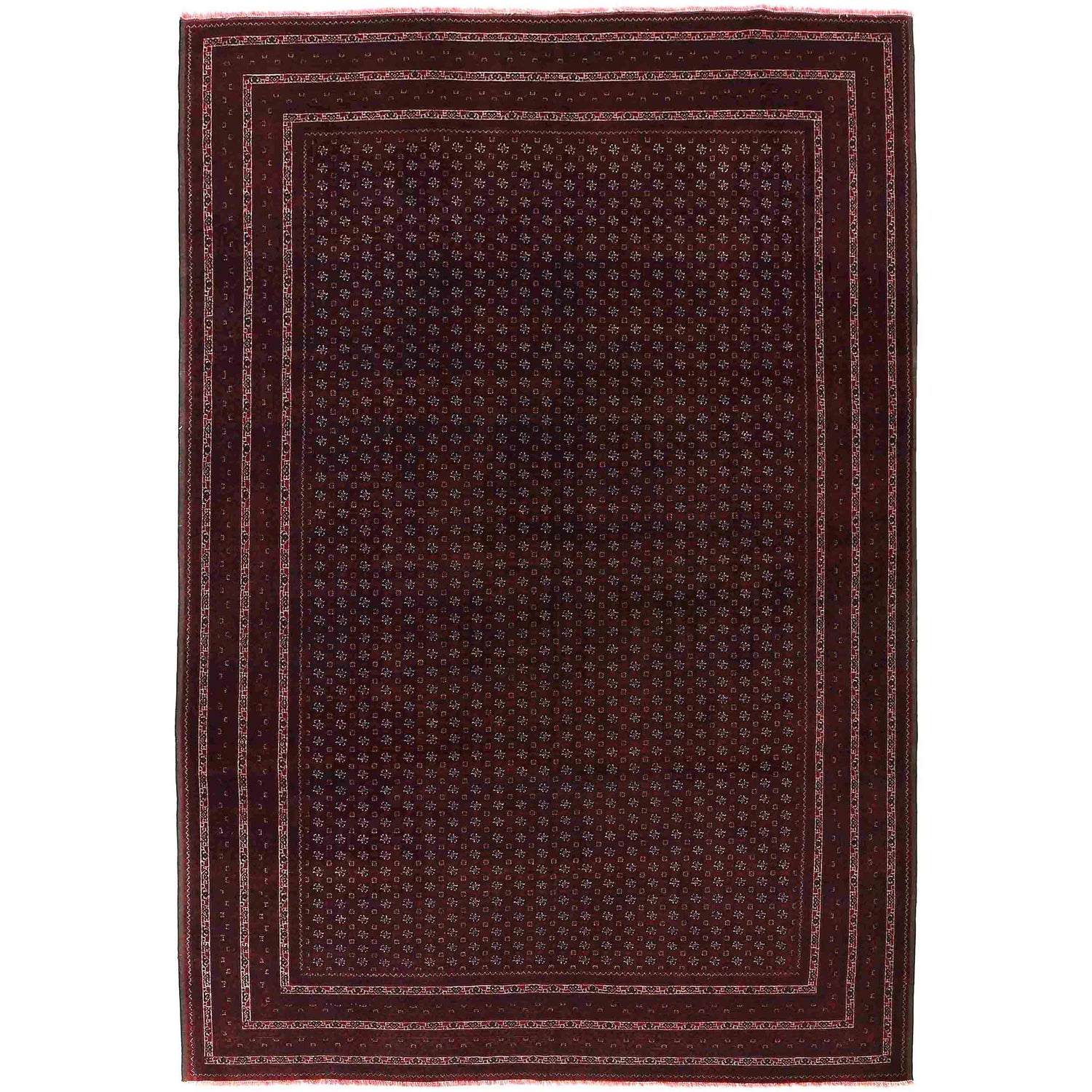 Khoja Roshnai Area Rug Handmade Red Floral 7x10 ft
