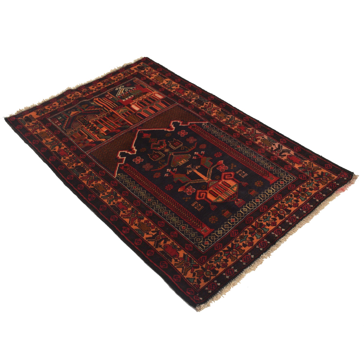 Baluchi Rug Handmade Multi Prayer Design 3x5 ft