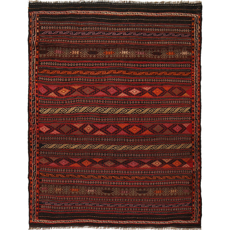 Laghari Kilim Area Rug Handmade Multi Geometric 4x7 ft