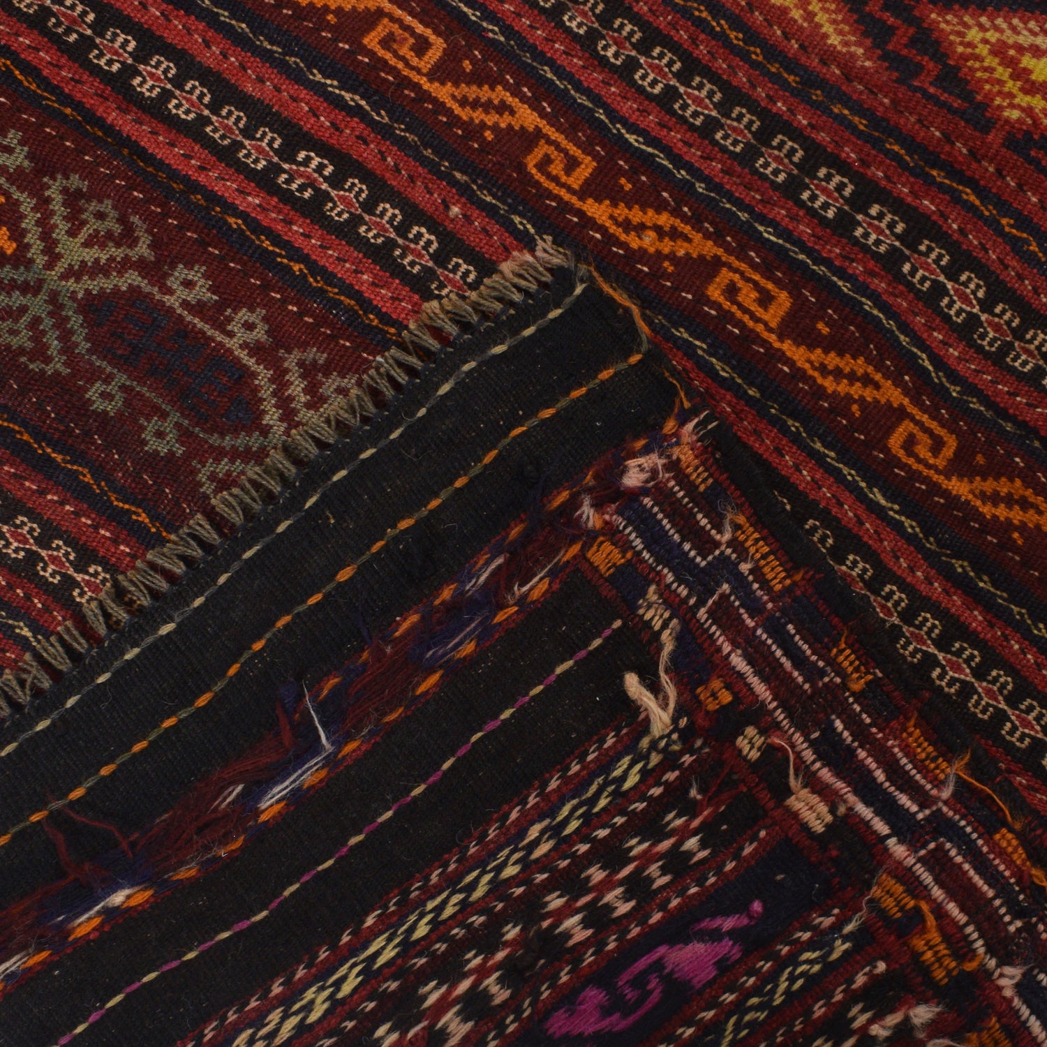 Laghari Kilim Area Rug Handmade Multi Geometric 4x7 ft