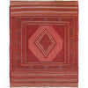 Laghari Kilim Area Rug Handmade Pink Geometric 4x7 ft