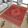 Laghari Kilim Area Rug Handmade Pink Geometric 4x7 ft