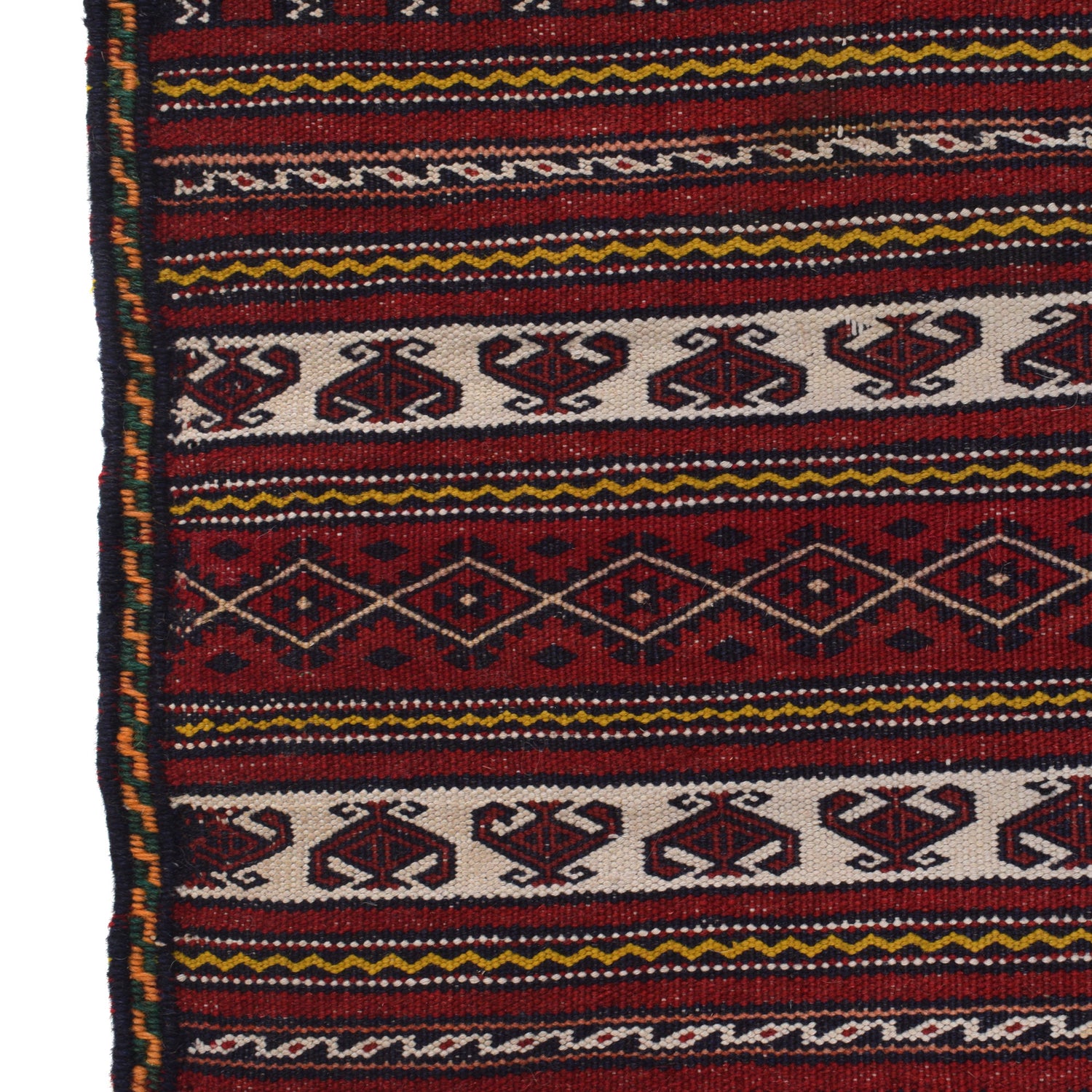 Laghari Kilim Area Rug Handmade Red Geometric 2x4 ft