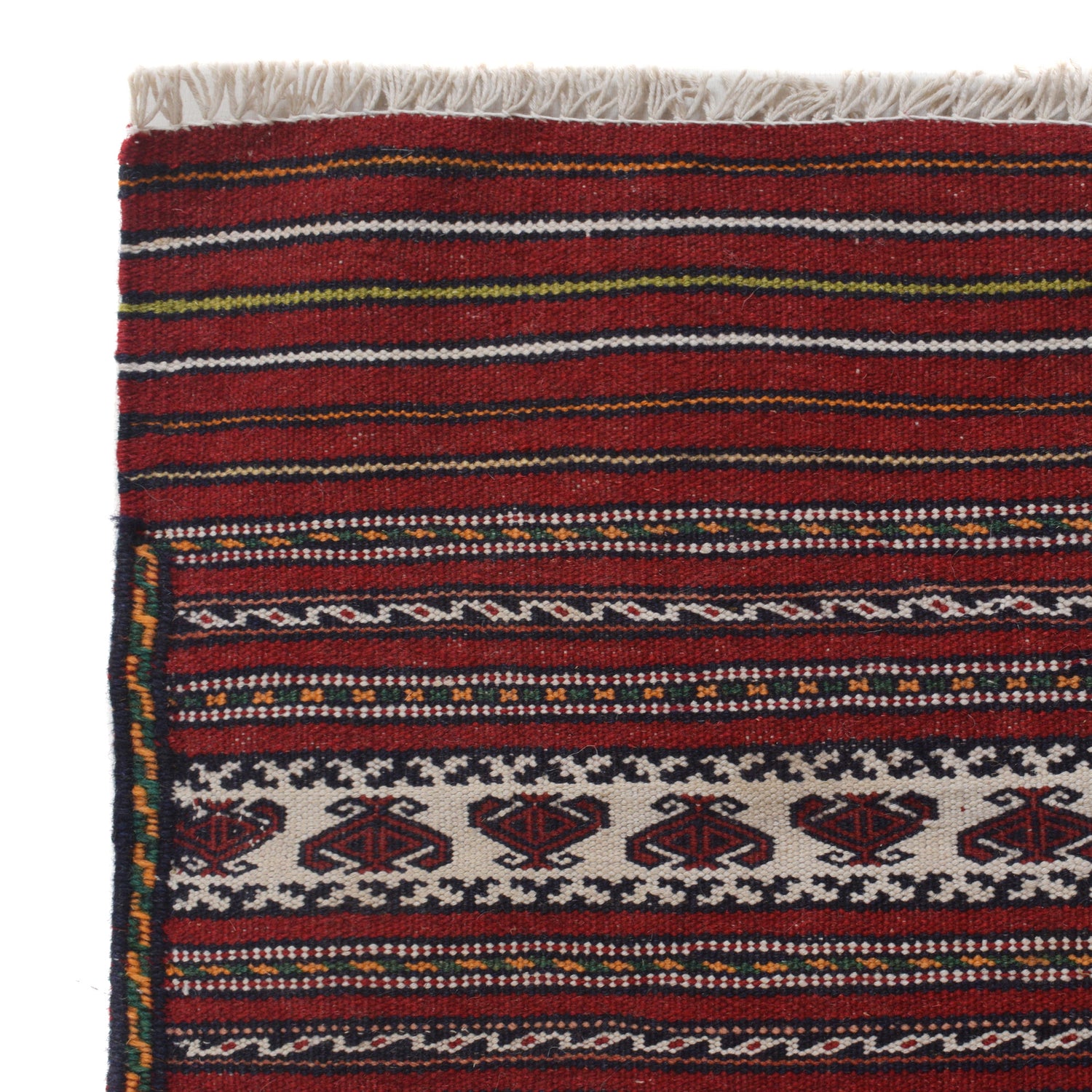 Laghari Kilim Area Rug Handmade Red Geometric 2x4 ft