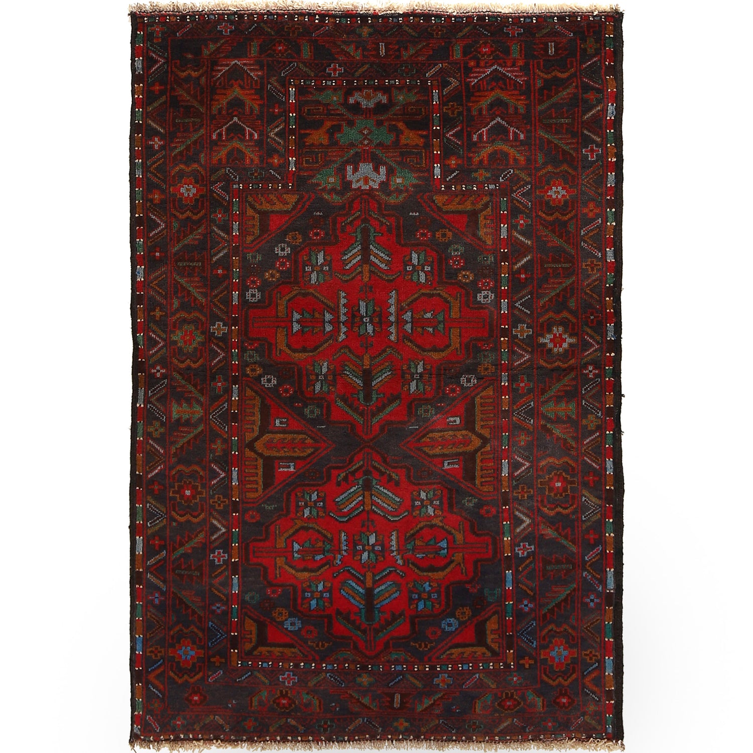 Baluchi Rug Handmade Multi Prayer Design 3x5 ft
