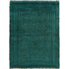 Overdyed Area Rug Handmade Blue Geometric 2x4 ft