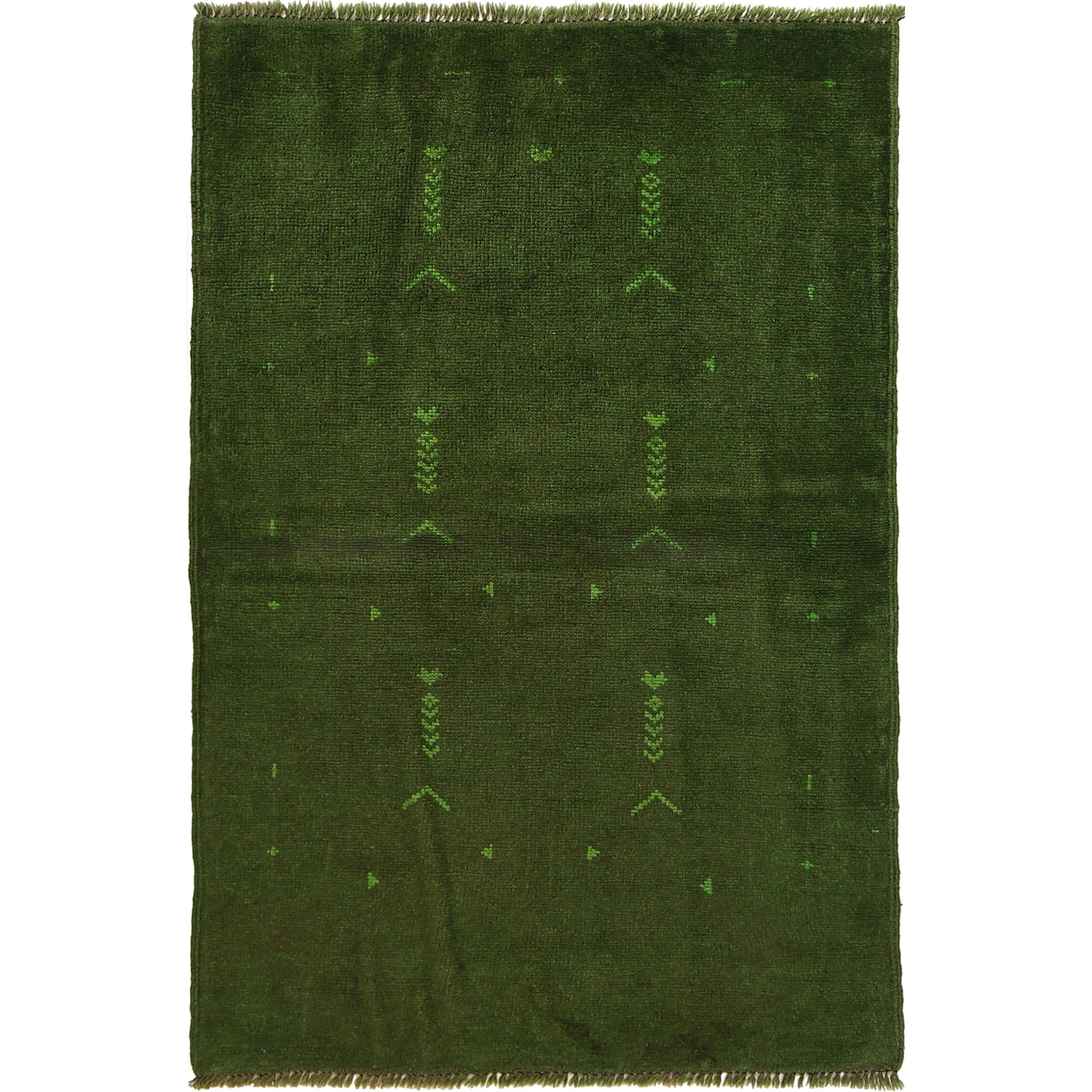 Overdyed Area Rug Handmade Green Geometric 3x5 ft